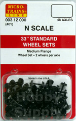 403-60 Micro-Trains #00312021 33" Metal Wheel Sets 60 Axles per pack N-Scale