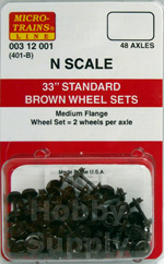403-60 Micro-Trains #00312021 33" Metal Wheel Sets 60 Axles per pack N-Scale