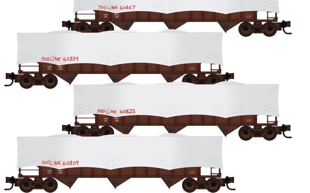 Micro-Trains 3-Bay Hoppers with Tarps 4-pack