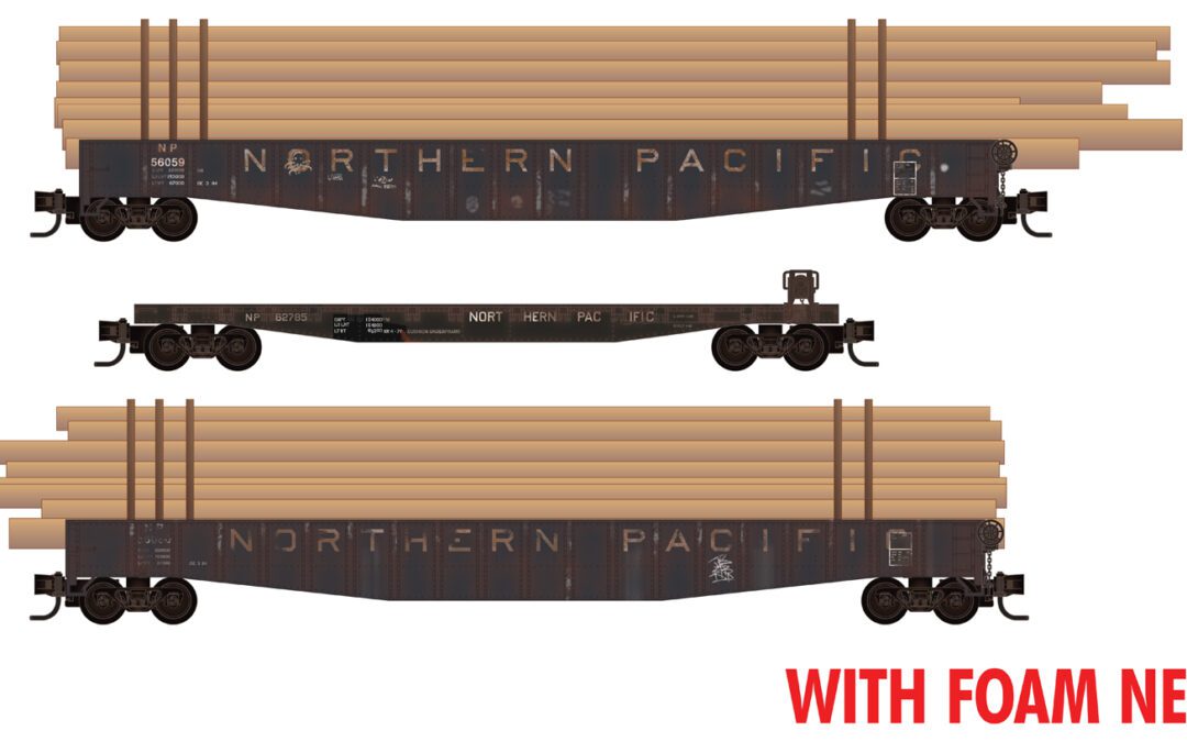 Micro-Trains NP Log Gondola with Flat Car and Log Loads 3-Pack