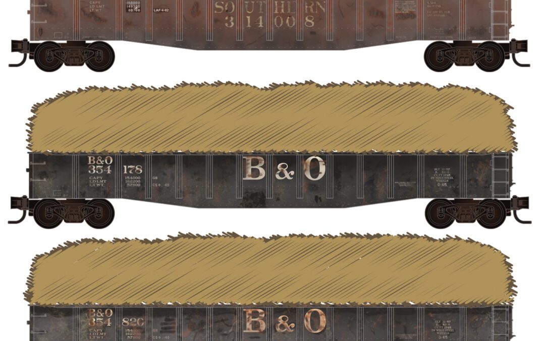 Micro-Trains B&O and Southern Weathered Gondola 3-Pack With Hay Load