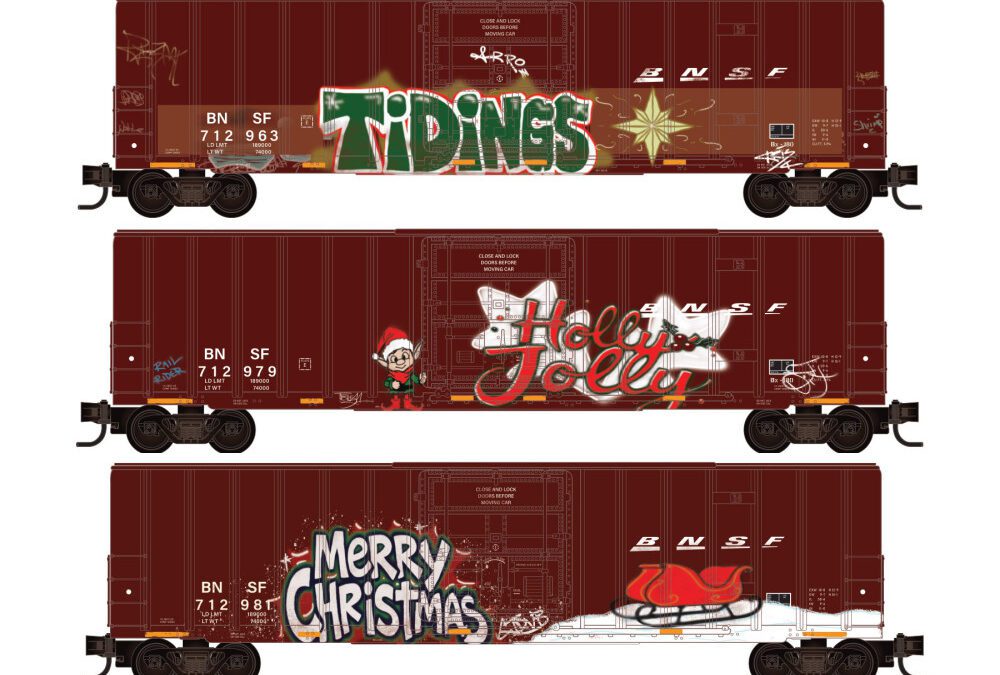 Micro-Trains Burlington Northern Santa Fe Christmas Graffiti 3-Pack
