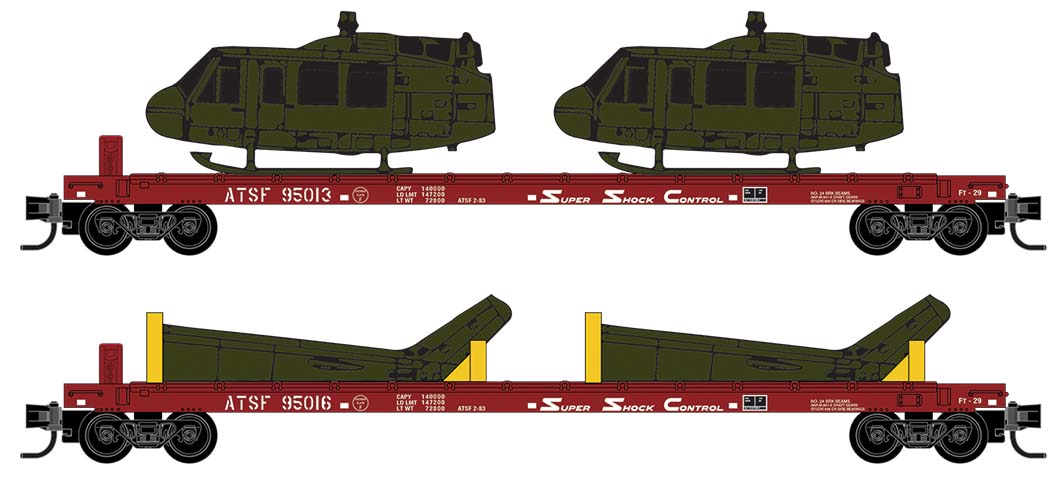 Micro-Trains Atchison, Topeka and Santa Fe 2-Pack with Helicopter Load